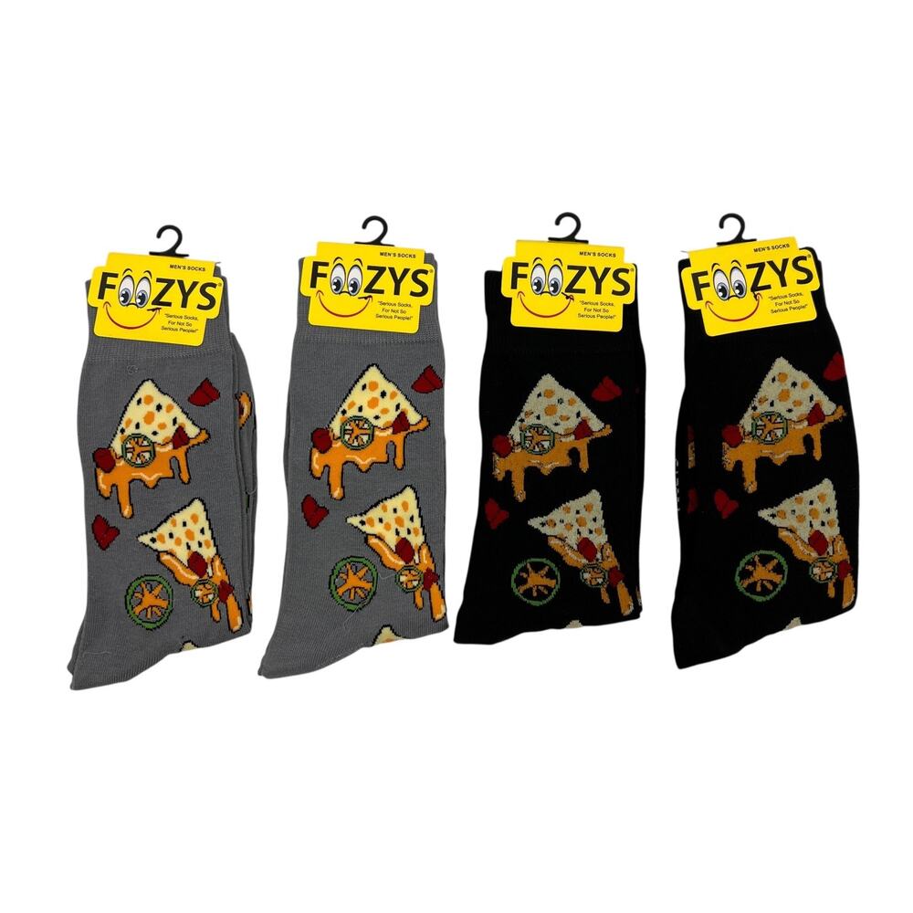 Foozys Socks Mens 6-12 Nachos Cheese Print Novelty Stretch Soft Crew Lot 4 Pairs